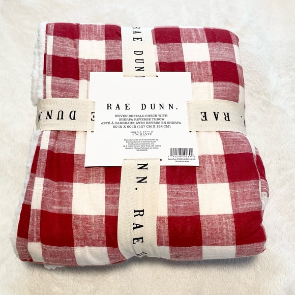 NWT Rae Dunn MERRY Buffalo Check Sherpa Blanket Throw - Picture 5 of 6